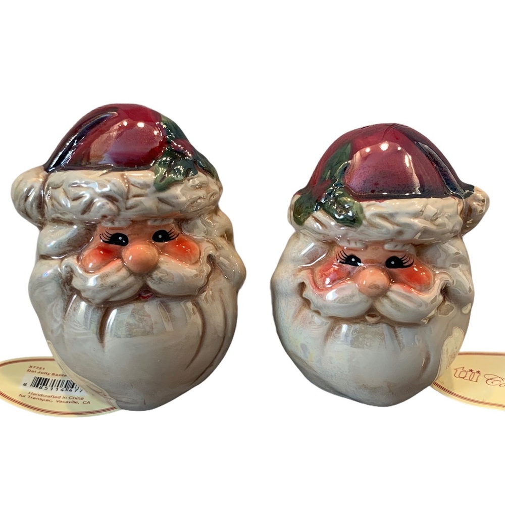 SANTA FACE SALT AND PEPPER SET Ceramic Christmas Holiday NEW